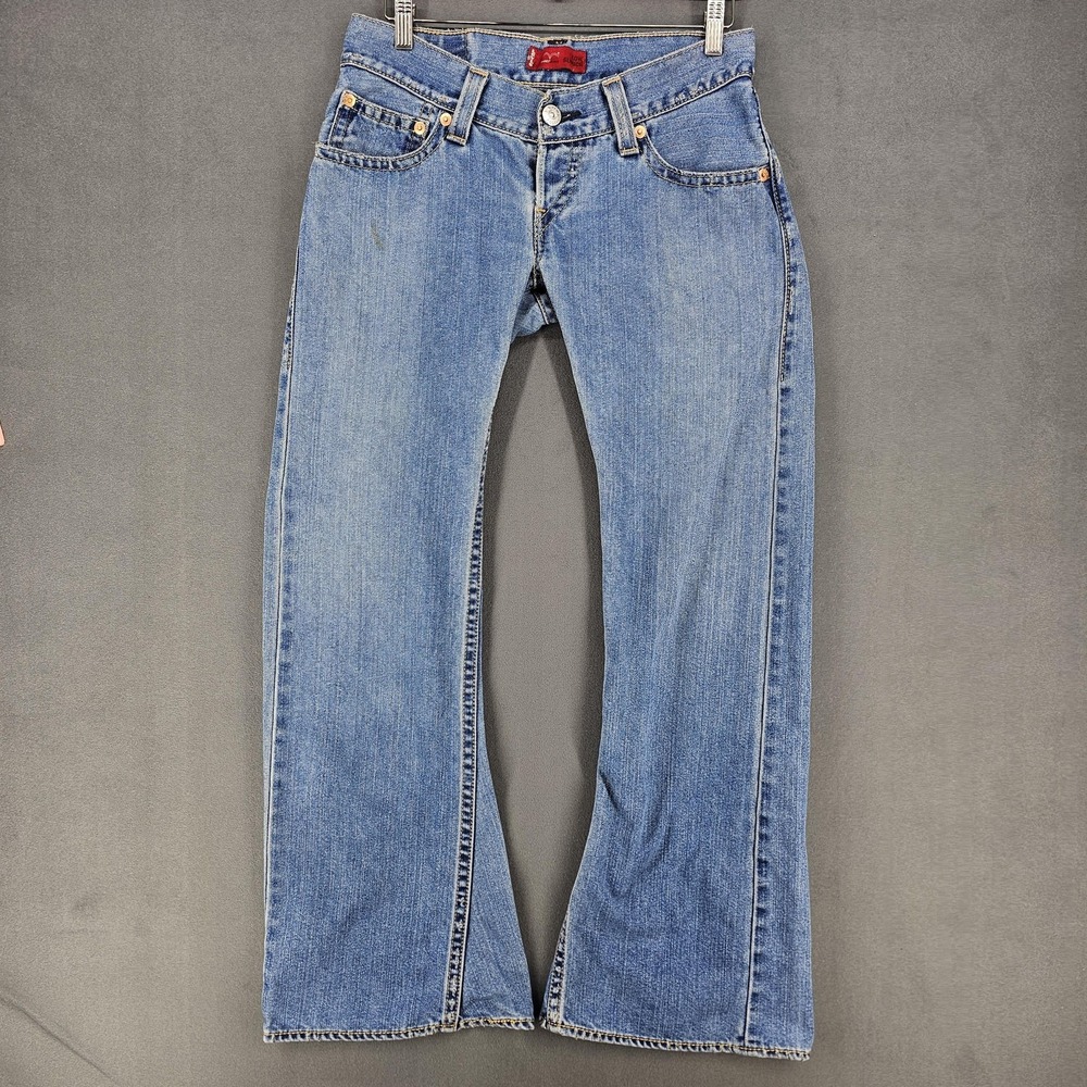 Levis Type 1 Jeans Womens 7M Blue Low Slouch Bootcut Denim Y2K Vintage Distress